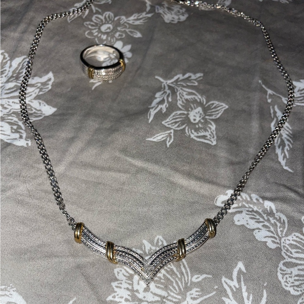 Silver Necklace and Ring Set